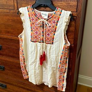 Cotton multi colored embroidered sleeveless top - by Savanna Jane L